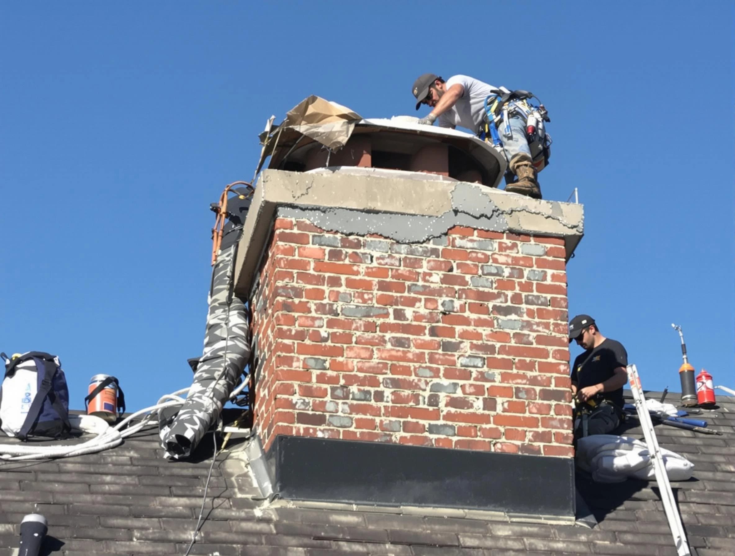 Sherrelwood Chimney Sweep installing a custom chimney crown in Sherrelwood, CO
