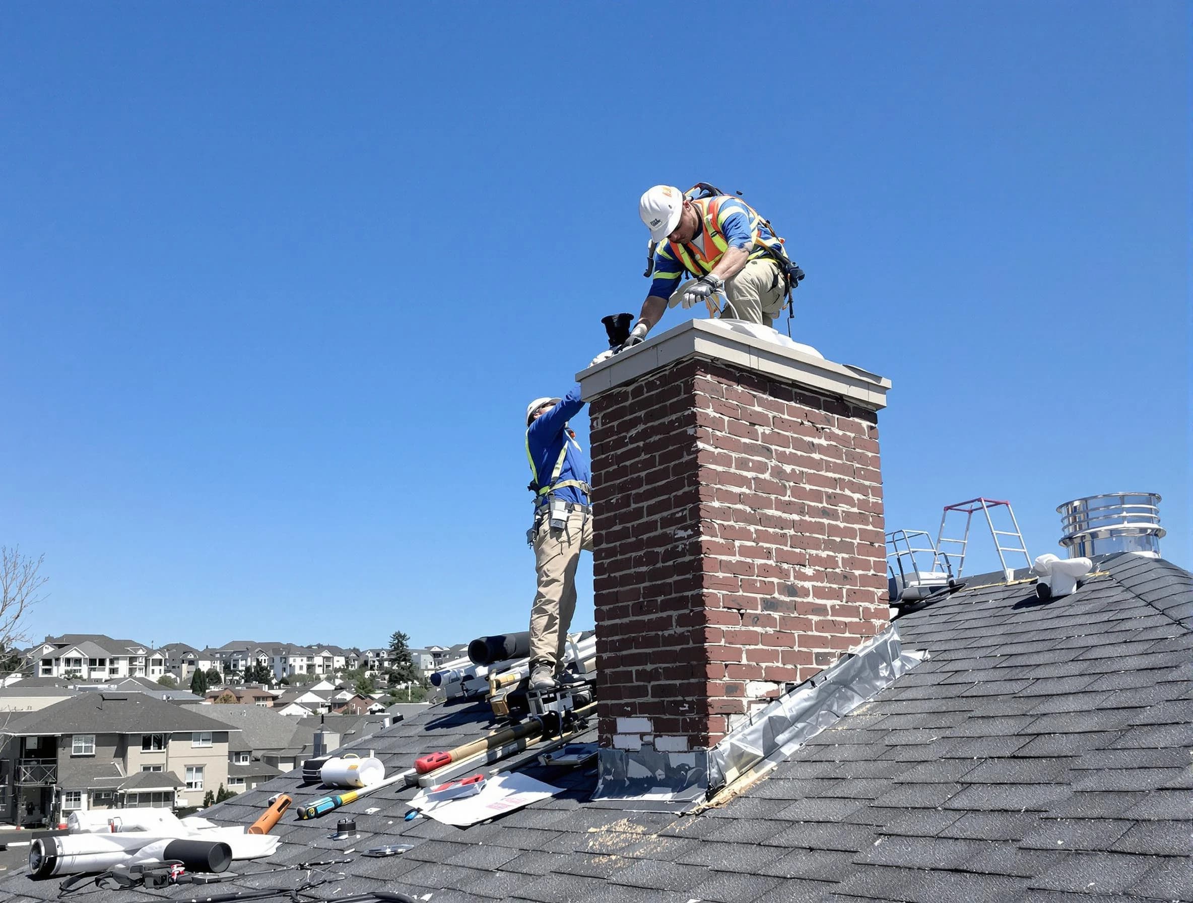 Sherrelwood Chimney Sweep repairing a chimney crown in Sherrelwood, CO