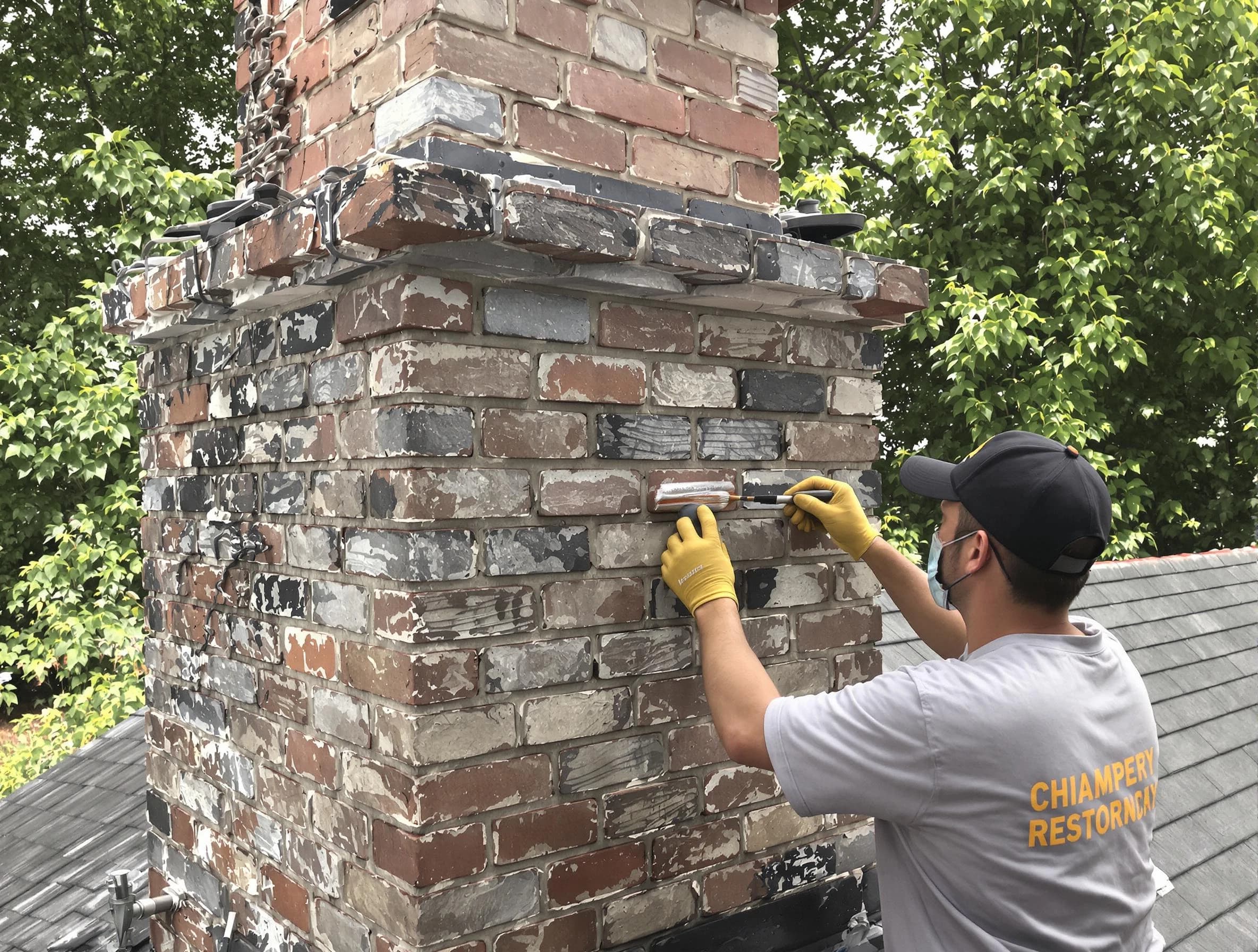 In-progress chimney restoration by Sherrelwood Chimney Sweep in Sherrelwood, CO