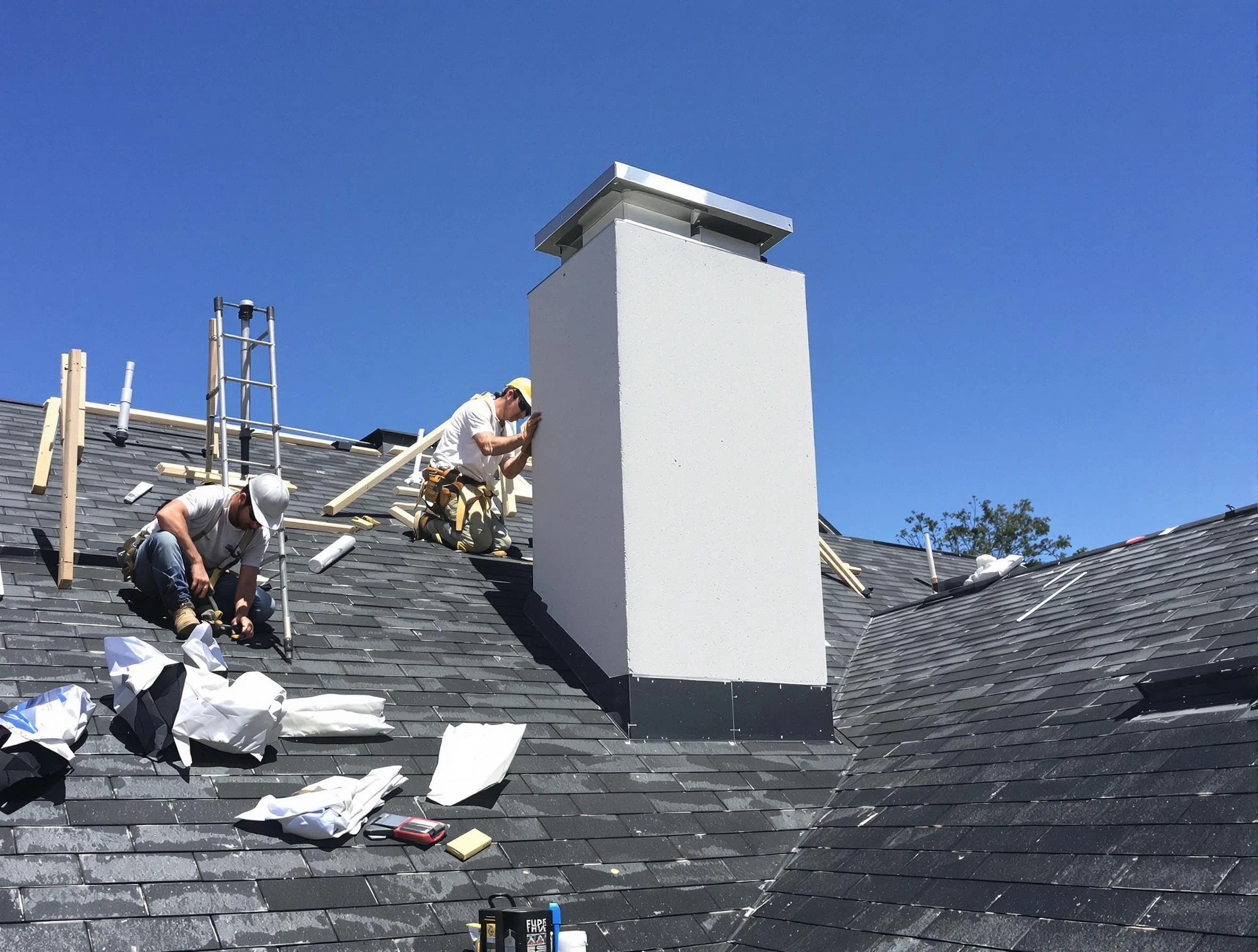 Sherrelwood Chimney Sweep crew installing a new chimney in Sherrelwood, CO