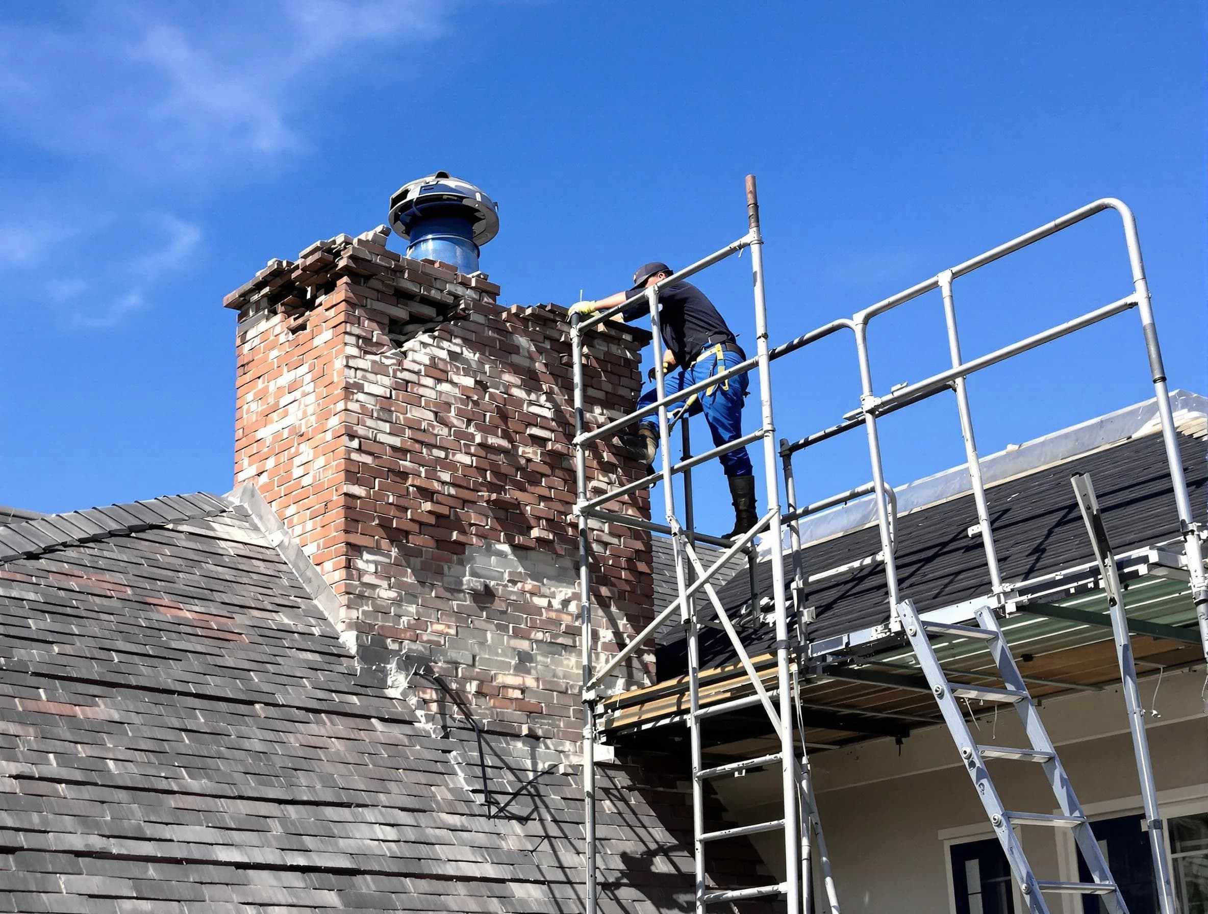 Rebuilding a chimney structure by Sherrelwood Chimney Sweep in Sherrelwood, CO