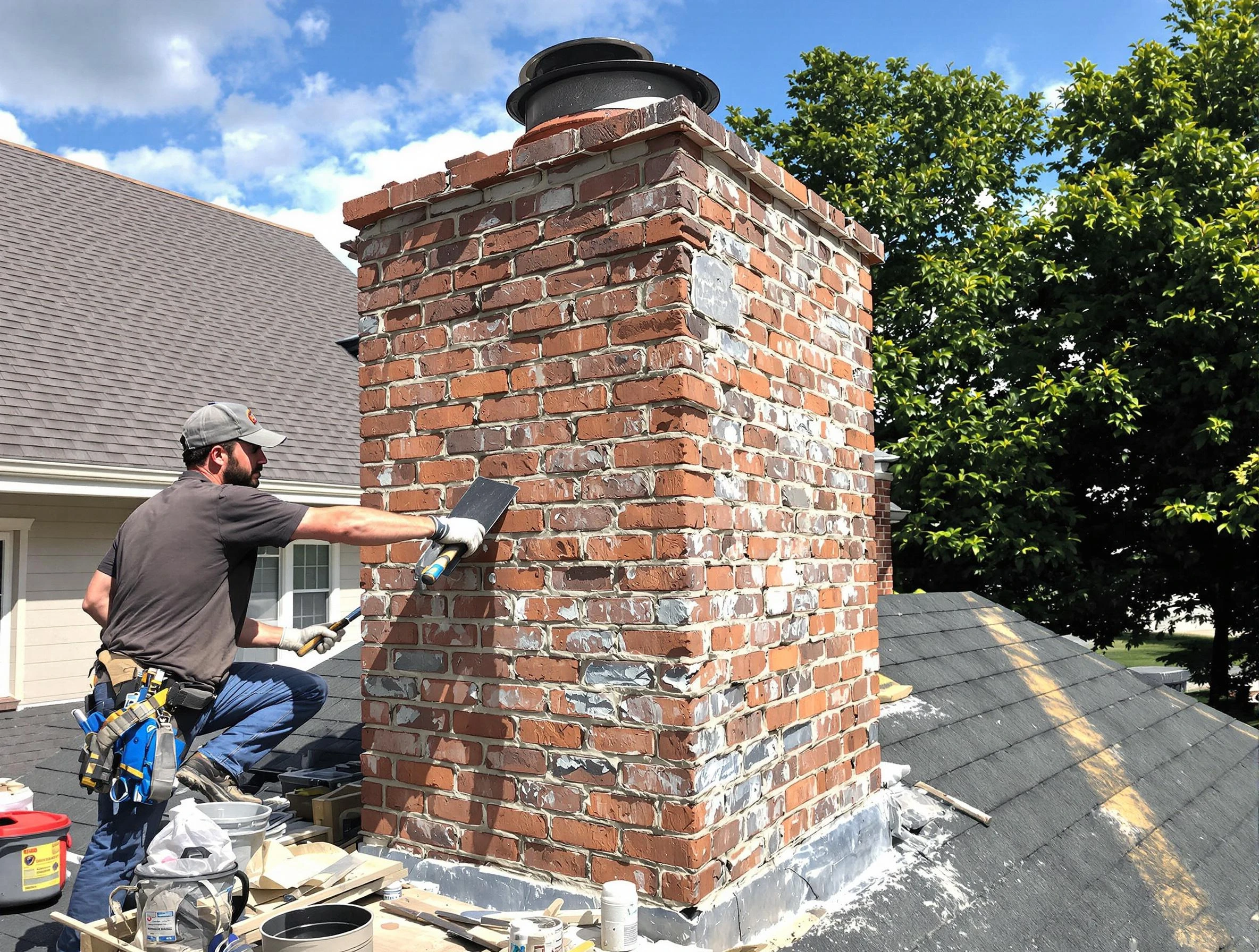 Completed chimney rebuild by Sherrelwood Chimney Sweep in Sherrelwood, CO